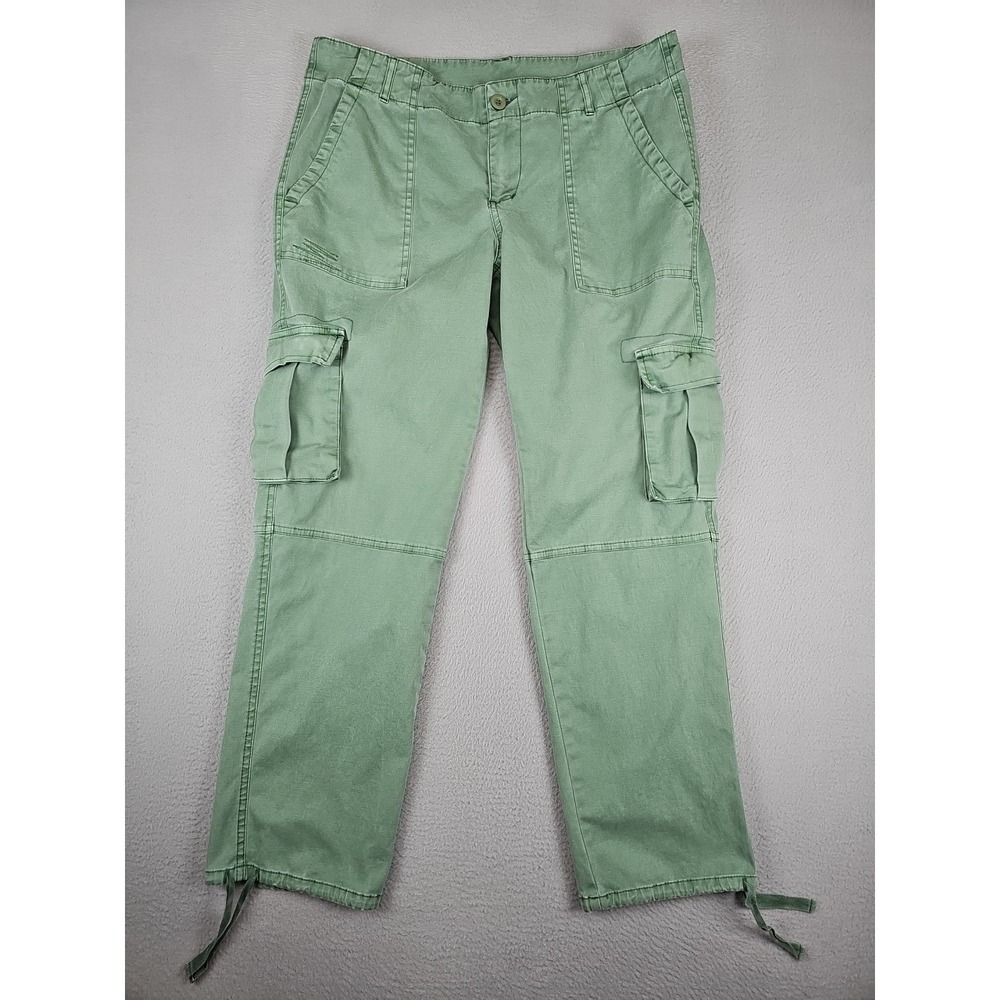 Sundance Utility Cargo Pants Size Petite 10 32x28 Green Cotton Stretch Casual